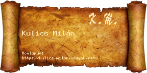 Kulics Milán névjegykártya