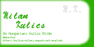 milan kulics business card