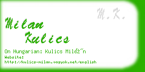 milan kulics business card